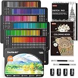 Shuttle Art 138 Colour Pencils Set with Sketch Pad Book Extenders Case 4