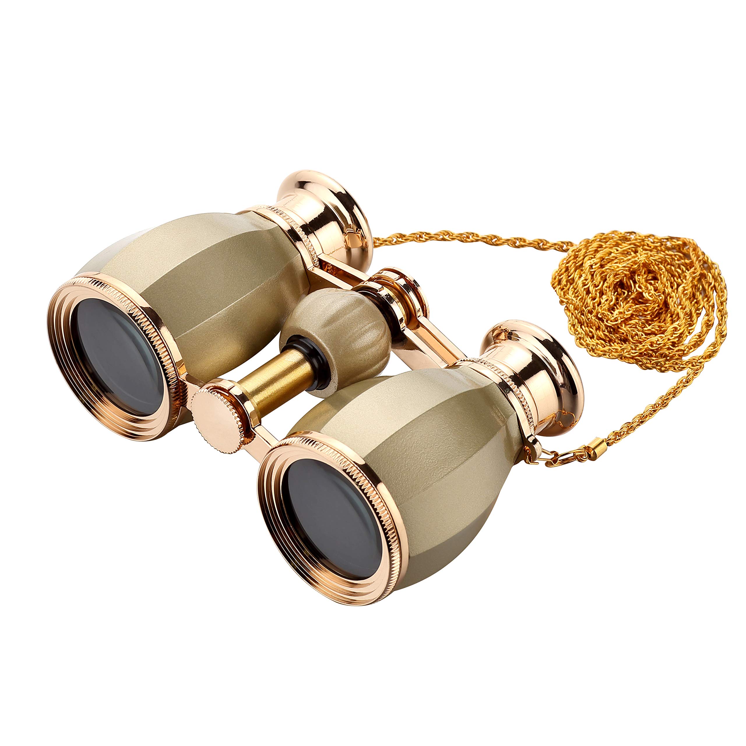 ESSLNB Opera Glasses Binoculars 4X30 Theatre binoculars with Chain and Case Optical Glass Womens binoculars For Theater Concert Women Gift (Gold)