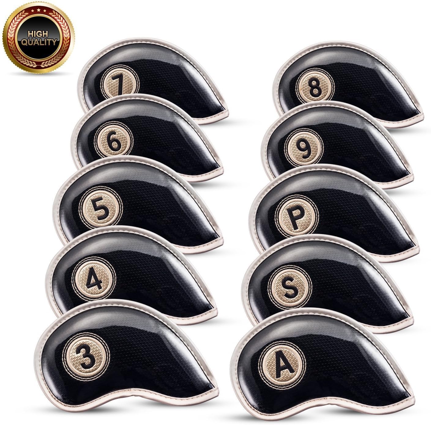 Iron Head Covers Durable Golf Club Head Cover Set Water-resistant Material with Velcro Lock-in Design Fit For Titleist Callaway Ping TaylorMade Nike Yamaha Cleveland Wilson Reflex Set of 10