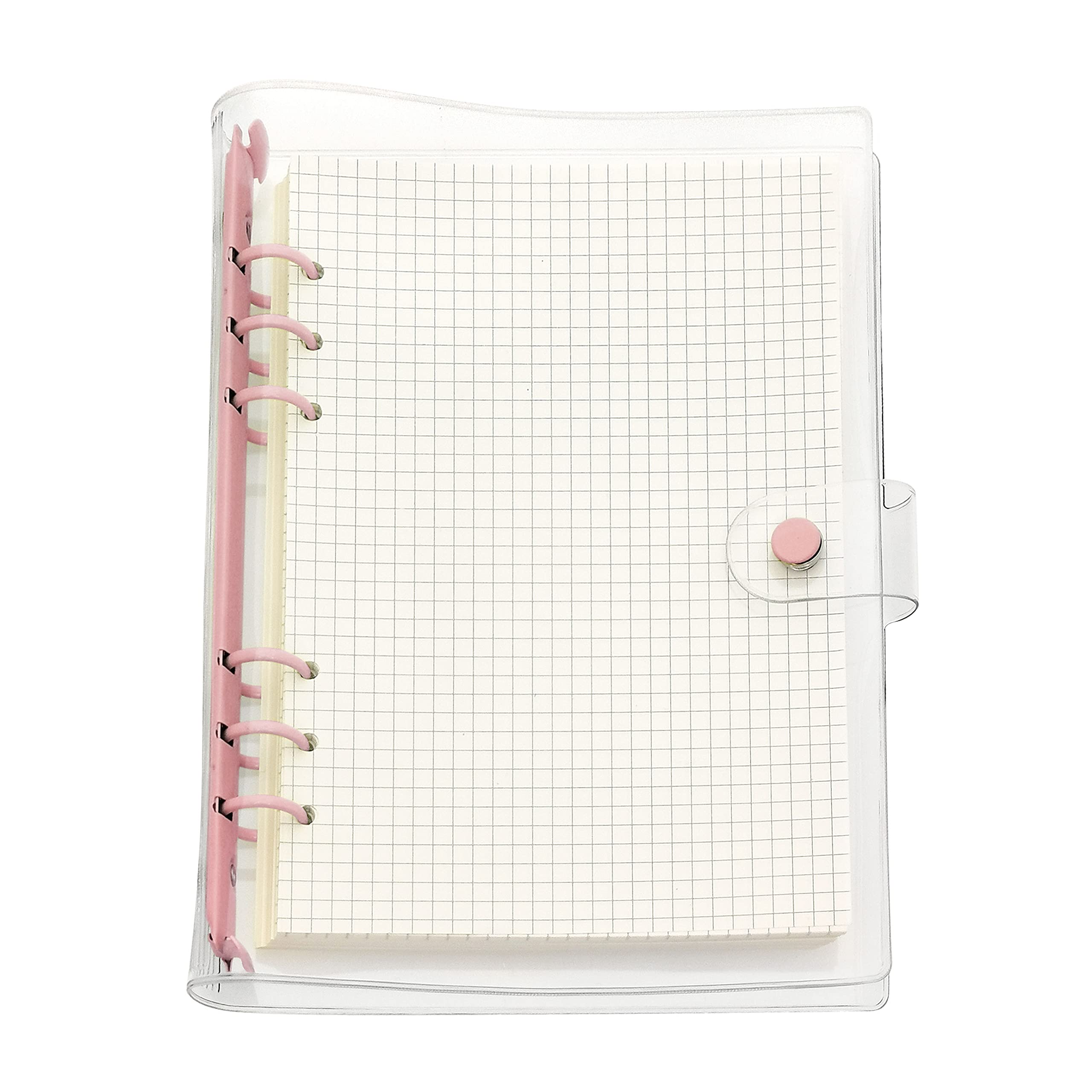 A6 A5 6-Holes Colorful PVC Cover Round Ring View Binder with Snap Button Closure File Folder (Sugar Coral, A5 mini Set)