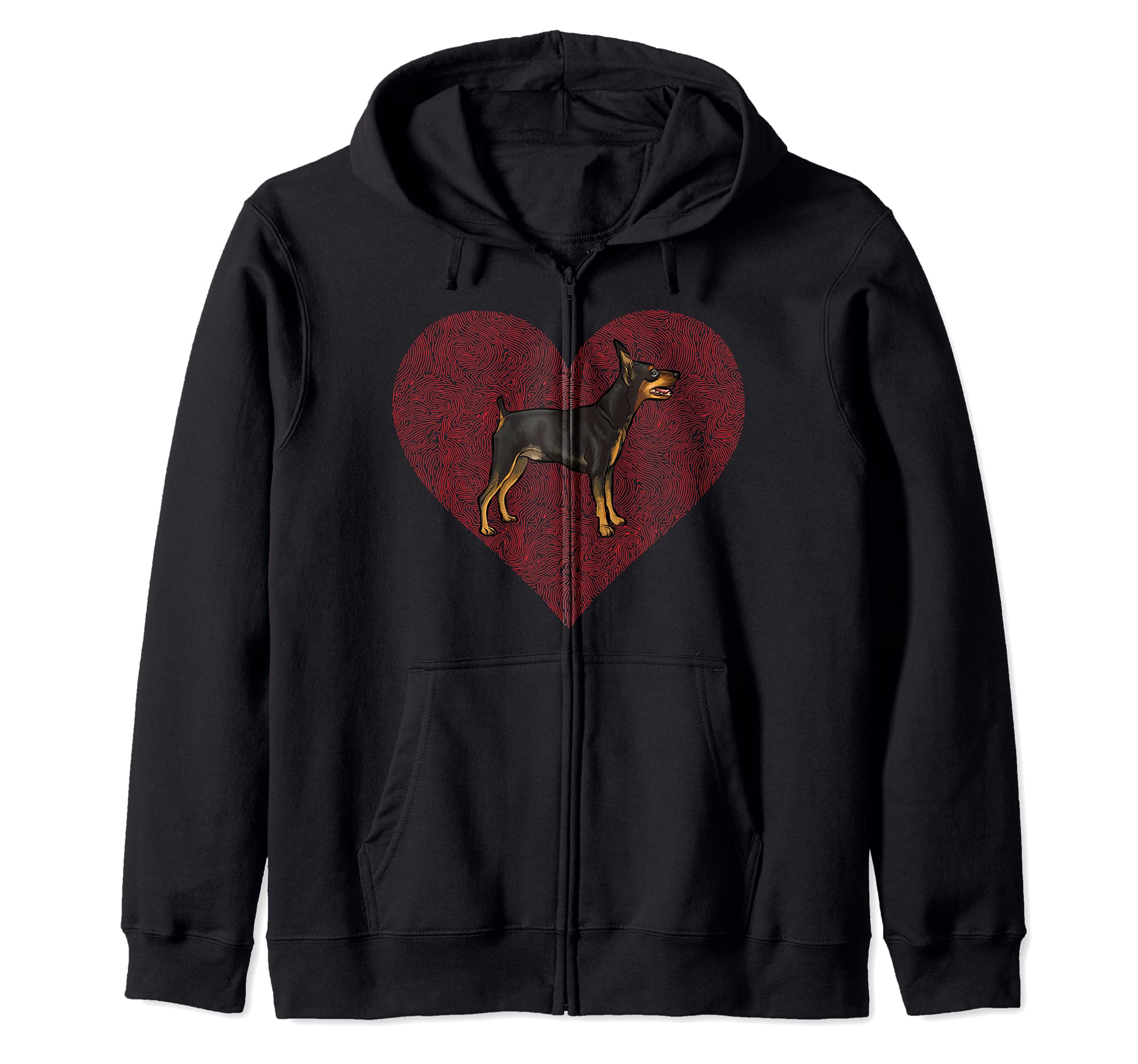 Miniature Pinscher Valentines Day Dog Love Fingerprint Zip Hoodie