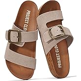 Project Cloud 100% Genuine Leather Womens Sandals – Plush Insole Sandals for Women 2026 – Lightweight & Non Slip Slides & Women Footwear with Buckle (Balanced,BIRCHSDE,10)