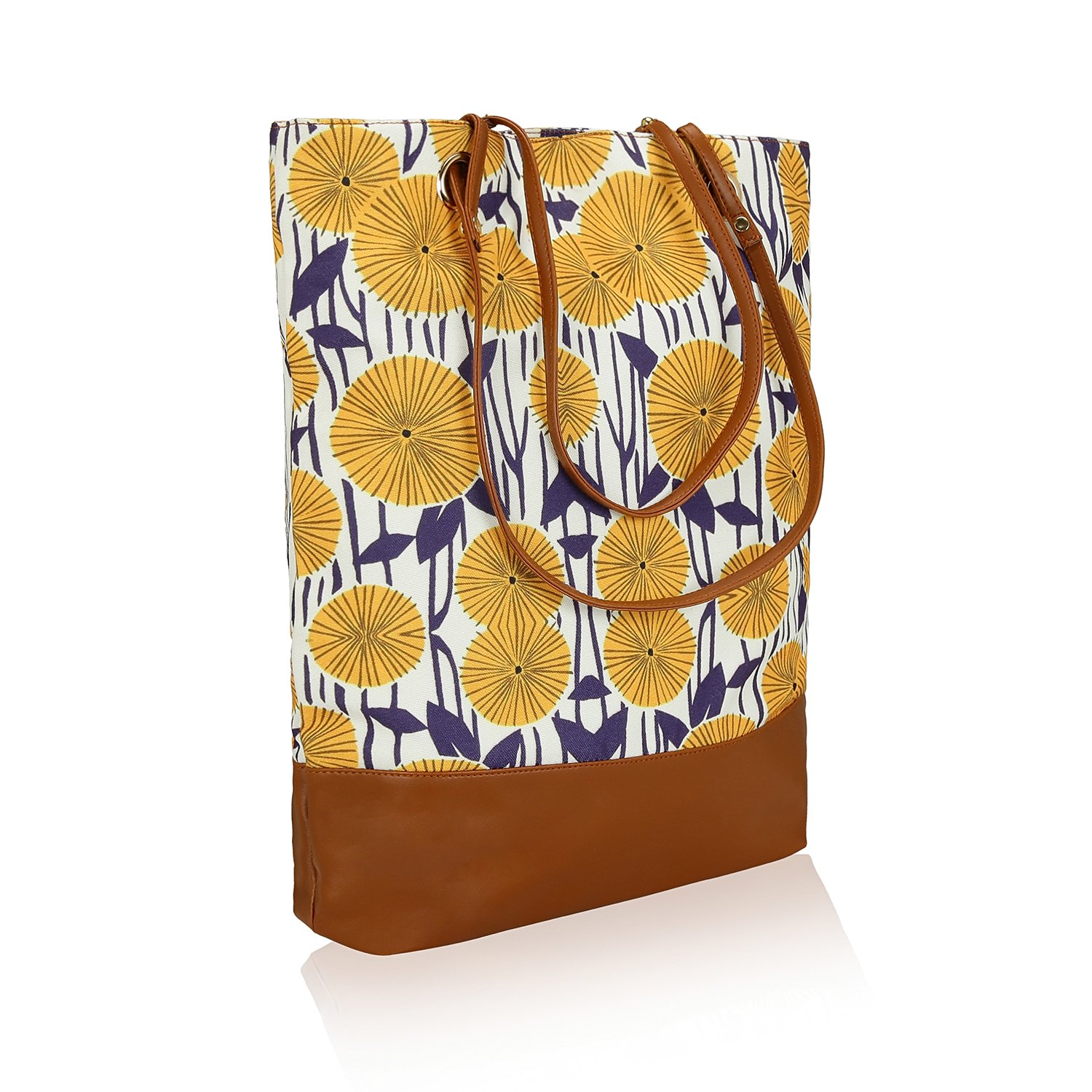 kleio women's canvas pu stylish big tote bag(multicolour, eco2009kl-sun)