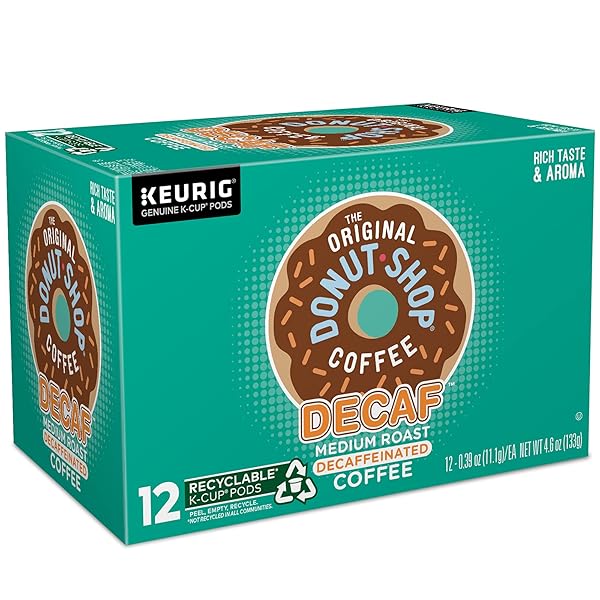 THE ORIGINAL DONUT SHOP KEURIG SINGLE-SERVE K-CUP PODS, DECAF KEURIG SINGLE-SERVE K-CUP PODS, MEDIUM ROAST COFFEE, 12 COUNT