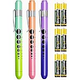 MEUUT Medical Pen Lights for Nurses 3 Pack &amp; 6 AAA Batteries for EMT | Integrated Pupil Gauge, 5cm Ruler, Night Shift Essentials, Pen Light for exam, Metal Pocket Clip, Aluminum Alloy, LED Bulb