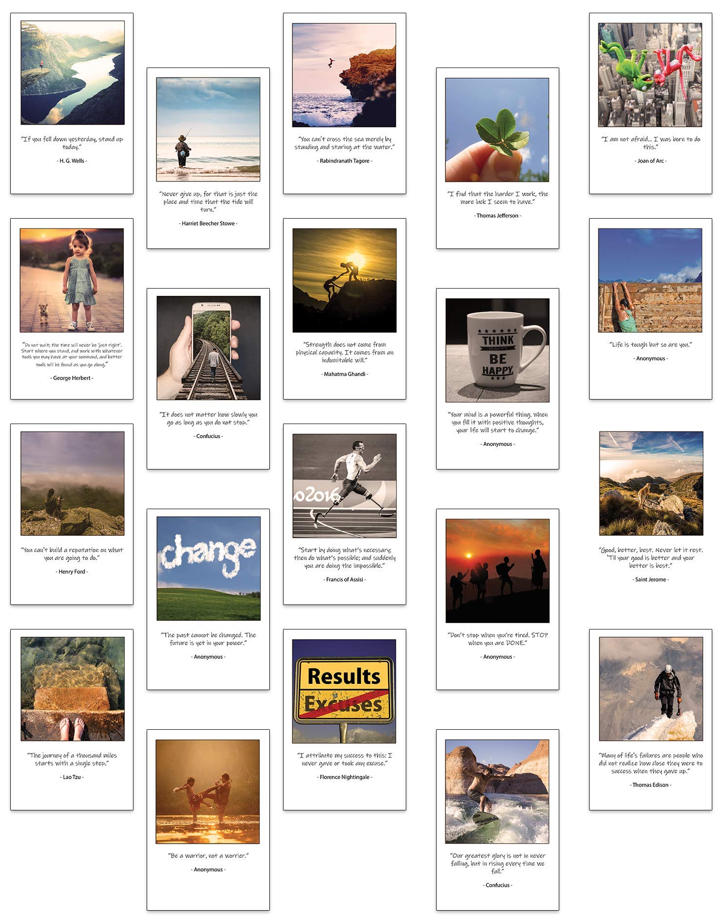 Inspirational and Motivational Postcards - Set of 20 Postcards. 20 Different Motivational and Inspirational Quotes