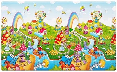 Dwinguler Kids Dino-Land Playmat (Large, Multicolour)