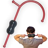 Roller Cane Massager | 2-in-1 Massage Roller Stick & Trigger Point Cane | Rubber Ball for Deep Tissue, Myofascial Release & Muscle Recovery (Red)