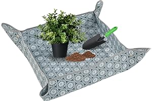 Blanca Rosana Heavy-Duty Waterproof – Indoor Plant Transplanting & Mess Control Mat, Thick Succulent Potting Tray for Soil Change, Spill-Proof Gardening & Pet Grooming Mat (S - 26.8"X26.8")
