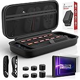 Travel Carrying Case for Nintendo Switch 2, Switch 2 Accessories with Console Protection Bundle, 2x Tempered Glass Screen Protectors, 2x Joy-Con Controller Cases, 6x Anti-Slip Thumb Grip Caps, All-in-One Travel Kit