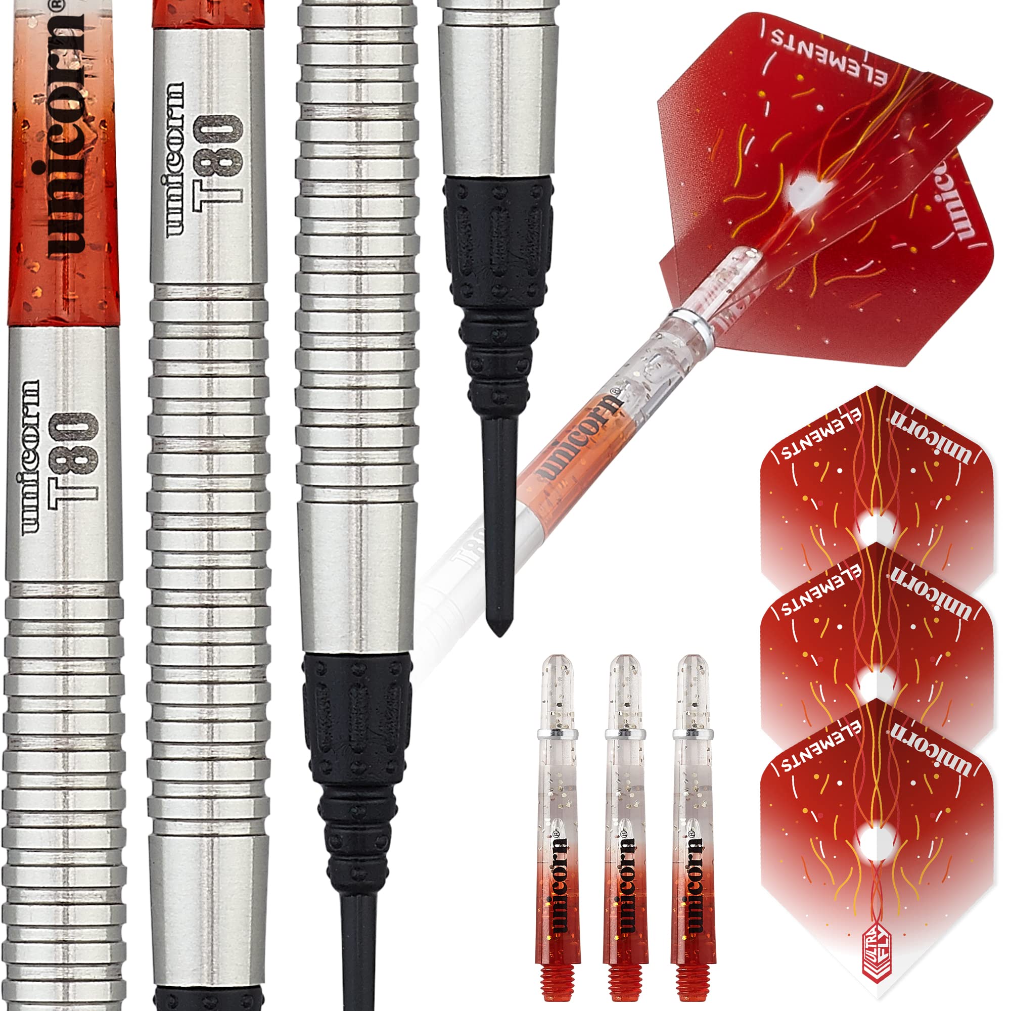 Unicorn Soft Tip Darts Set | Core Striker Series Style 2 | 80% Natural Tungsten Barrels | 20 g