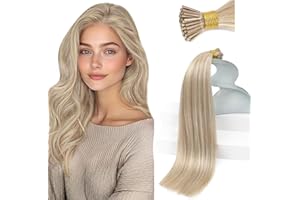 Sunny Hair I Tip Hair Extensions Real Human Hair 50g Straight Remy Human Hair Extensions for Women Itip Warm Ash Blonde Highl