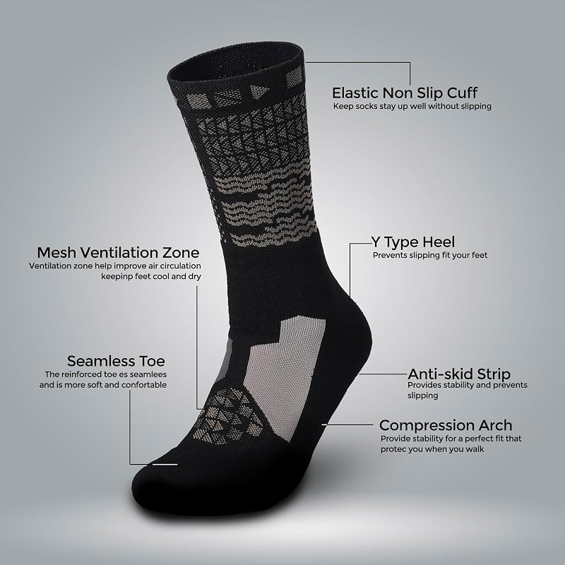 Lot de 3 paires de chaussettes de randonnée respirantes anti-ampoules, pour crossfit, cyclisme, padel, Noirs, 39-41 — photo 2 sur 7