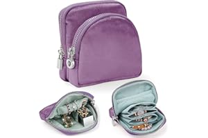Lumayina Small Travel Jewelry Case Set 2-in-1 Detachable Velvet Pouches, Portable Jewelry Organizer bag for Rings Earrings Bracelets, Gift Box for Women (Lavender Purple)
