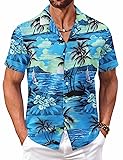 COOFANDY Men's Hawaiian Shirt Short Sleeve Floral