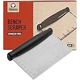 Chef Pomodoro Stainless Steel Bench Scraper 6" for Bread, Pizza and Pasrty, Dough Scraper, Kitchen Scraper Tool, Sharp Edge F