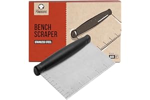 Chef Pomodoro Stainless Steel Bench Scraper 6" for Bread, Pizza and Pasrty, Dough Scraper, Kitchen Scraper Tool, Sharp Edge F