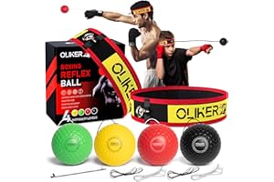 OLIKER Boxing Ball Family Pack Plus with Adjustable Headband,4 Boxing Ball Suitable Reaction,Agility,Punching Speed,Fight Skill and Hand Eye Coordination Training for Adults and Kids