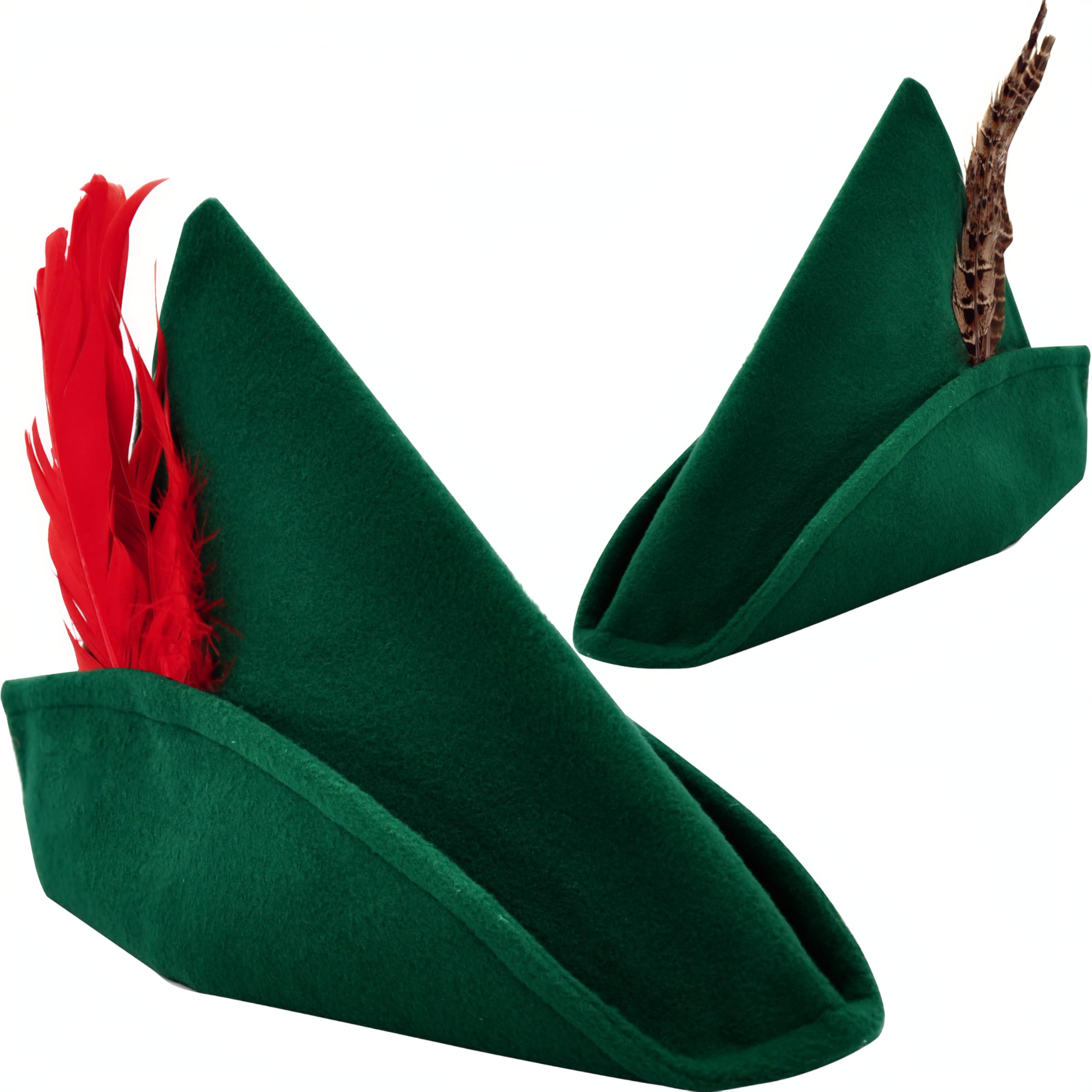 Spooktacular Creations Felt Robin Hood Hats with Feather One Size Fits All for Adult Hat Party Costume, Hat, German Hat, Green Tyrolean Hat Halloween Dress Up Party Favor