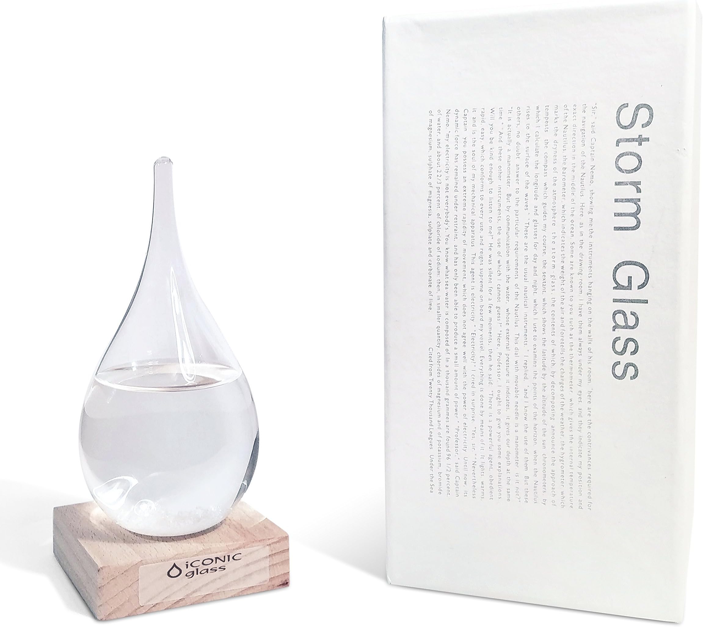 iCONIC glass stylish weather predictor, glass barometer predicting globe snow
