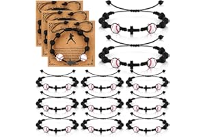 Loetere 12 Set Sport Adjustable Beaded Bracelets Gifts Football Softball Soccer Volleyball Golf Basketball Hockey Bracelets for Women Men Adjustable Beaded Accessories