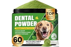 BUDDYCHEER Dog Teeth Cleaning Powder, Dog Dental Powder and Cats Breath Freshener, Plaque Off Pet Tooth Cleaning lab co, Bad Breath & Tartar Remover for Dogs, Dog Teeth Cleaning with Enzymes- 60-Day Supply -Mint
