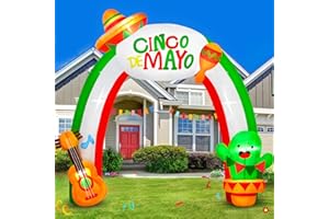 Danxilu 8 FT Cinco De Mayo Inflatables Outdoor Decorations, Fiesta Inflatable Archway with Cactus & Guitar May 5th Blow Ups Yard Decoration Built-in LEDs for Garden Indoor Party Mexican Decor