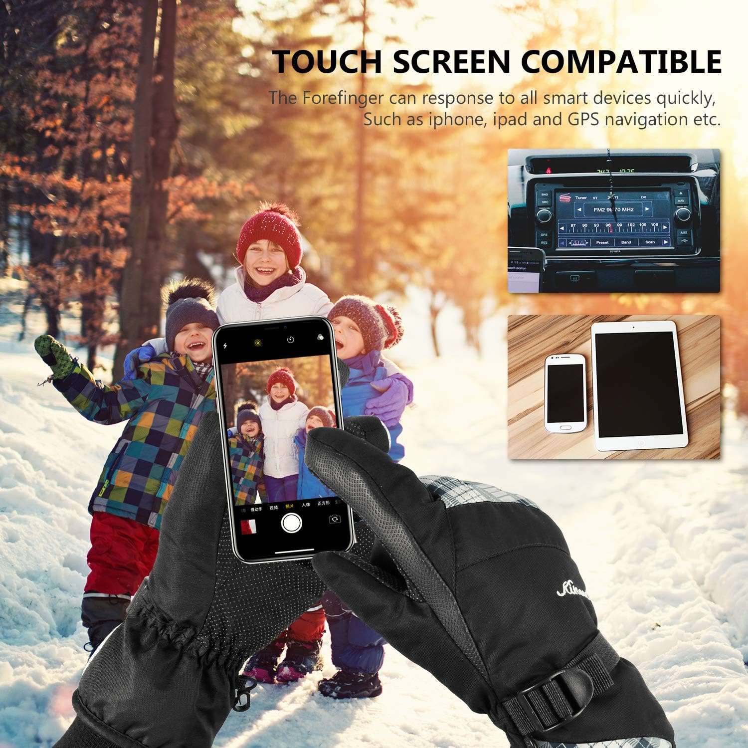 KINEED Waterproof Ski Gloves Touchscreen 3M Thinsulate Winter Warm Snow Gloves for Women Youth : Sports & Outdoors