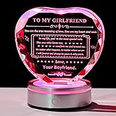 Enjinkail Gifts for Girlfriend Crystal Heart with LED Base Gifts to My Girlfriend from Boyfriend Romantic Anniversary Birthday I Love You Gifts for Her