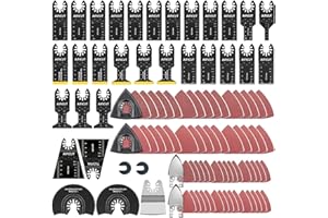 AIFICUT 97Pcs Oscillating Saw Blades Kits Cutting for Wood Plastic Metal Multi Tool Blades Oscillating Tool Blades with Sanding Pads Sandpapers Kits Fit Dewalt Ryobi Milwaukee Rockwell Fein Makita