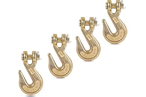 Digank 1/4"" Clevis Grab Hooks (4 Pack) Heavy Duty Chain Hook for 1/4 Inch Grade 70 Chain Forged Alloy Steel- for Trailer Truck Transport - Yellow Chromate Finish - 3,600 lbs