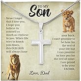 FLAGISTA To My Son Cross Necklace – Meaningful Gift from Dad or Mom, Inspirational Faith Jewelry for Son.