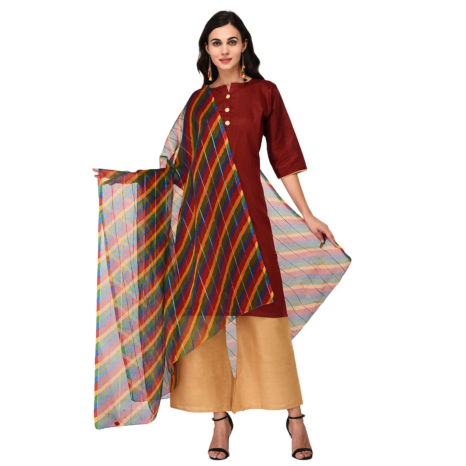 nakoda women's printed polyester dupatta (multicolour, free size)