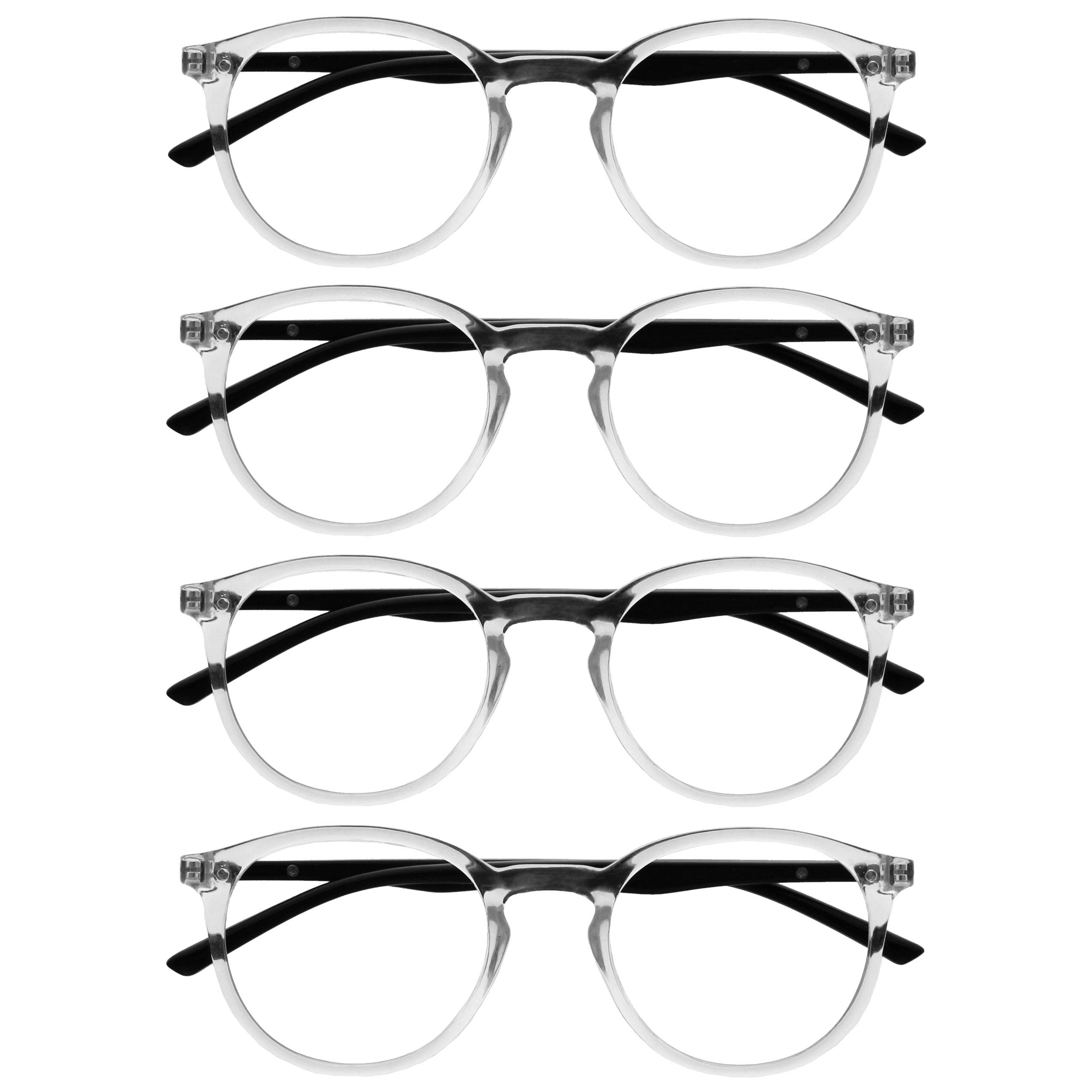 OPULIZE MET Reading Glasses for Women Men, Slim Round Frame with Spring Hinges and Scratch Resistant, Clear +1 (Pack of 4) — image 1
