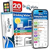 DROPLYTIX Advanced Mobile App Water Testing Kit- 20 in 1 Test Strips for Drinking, Pools & Hot Tubs, Well, Tap Water, pH, Har