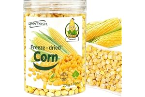 LWWTYKSPL Freeze Dried Sweet Corn - 200g 7.05oz Just Corn & Nothing Else! No Sugar Added, Perfect for Salads, Soups, Stews & Trail Mix.Premium Freeze-Dried Fruits, Snack (Corn), Ready To Eat – Just Open The Lid.