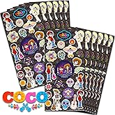 Disney Coco Stickers Party Favors for Boys & Girls 12 Pack Bundle | Disney Coco Sticker Sheets for Kids Birthday Party Goodie Bags, Halloween Trick or Treat Hand Outs - Coco Party Supplies