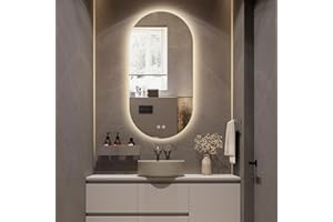Niccy Oval LED Bathroom Vanity Mirror, 48x24inch Frameless Backlit Mirror with Light, Smart Anti-Fog Waterproof Mirror with Memory Function Dimmable Lighted Mirror