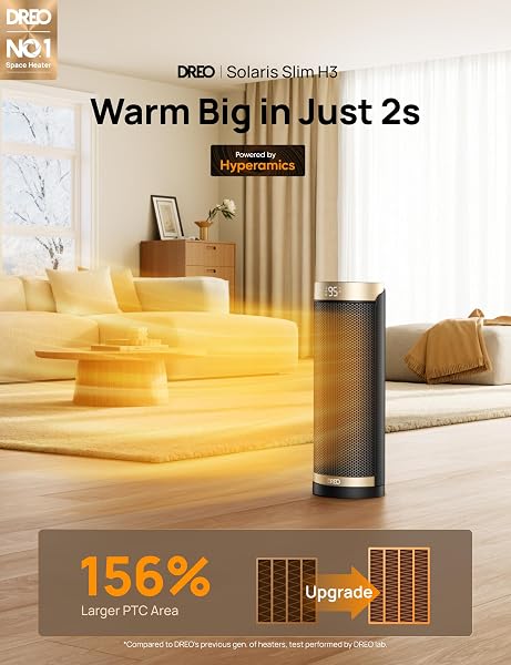 DREO SPACE HEATER, 1500W ELECTRIC HEATERS FOR INDOOR USE WITH THERMOSTAT, 70° OSCILLATION, 8 SAFETY PROTECTIONS, 5 MODES, REMOTE, 12H TIMER, QUIET PORTABLE HEATER FOR OFFICE, BEDROOM, LARGE ROOM