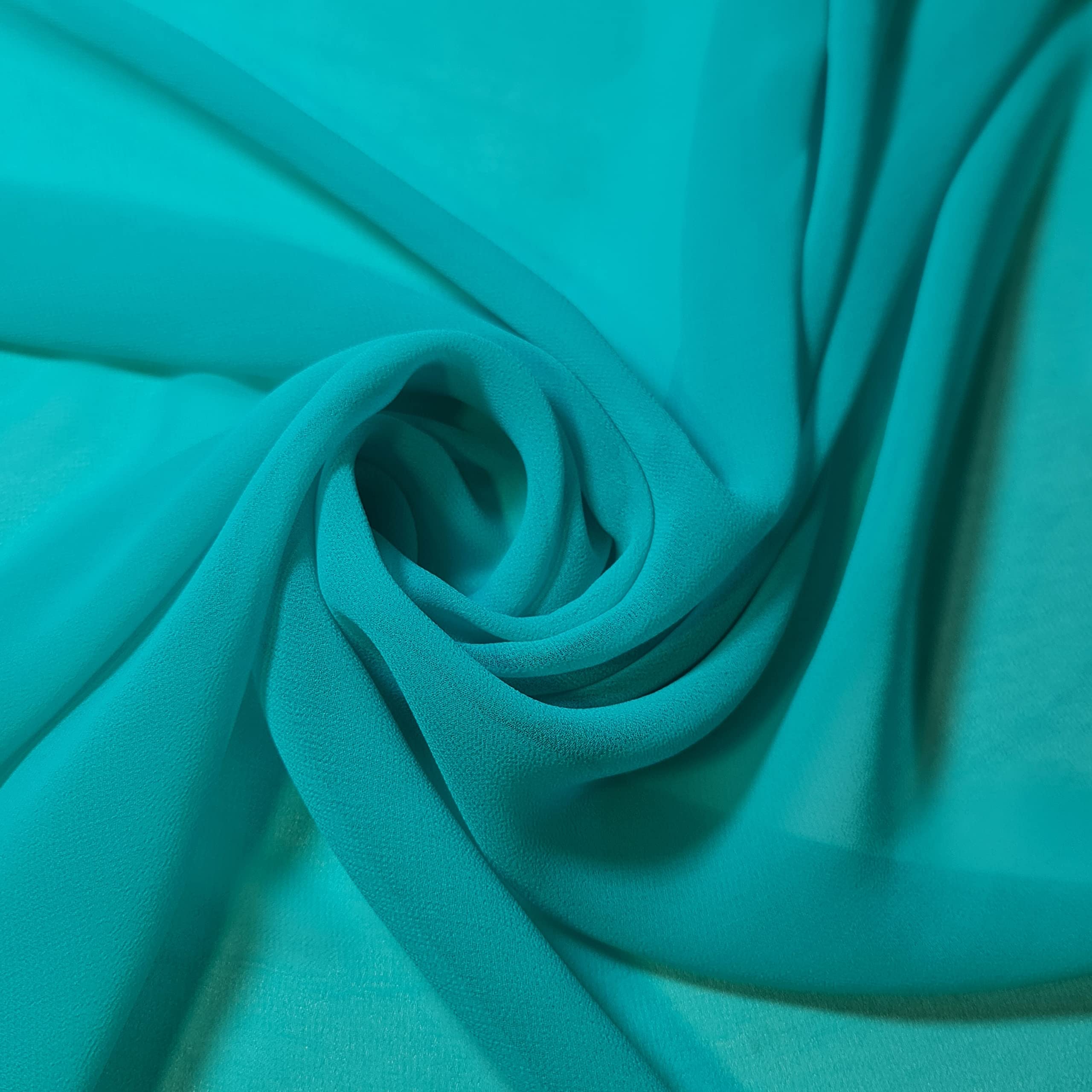 Chiffon Sheer Fabric Plain Soft Polyester Wedding Arch Dress Craft Material 44" (2 Meter, Sea Green (16))
