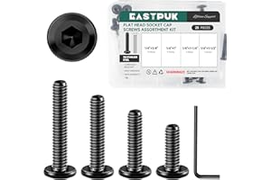 EASTPUK 25Pcs 1/4 Flat Head Socket Head Screwss Assortment Kit 304 Stainless Steel Furniture Bolts Countersunk Connector Scre