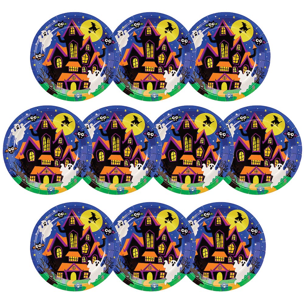 Baker Ross FX222 Halloween Party Plates - Pack of 10, Disposable Paper Plates, Kids Party Table Decoration, Halloween Party Supplies, Party Plates