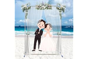 EUIJOIP 7*5FT Metal Backdrop Stand Kit, Heavy Duty Rustproof Wedding Arch for Indoor/Outdoor, Wide Base for Party/Christmas/Birthday Decorations (Silver)