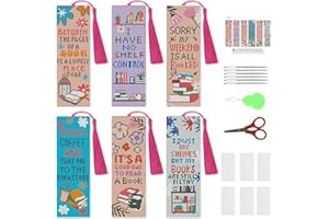 NEGEKFKX 6 Pcs Book Flower Cross Stitch Bookmark Kit for Adult Beginners,Inspirational Copywriting Cross Stitch Kits 14 CT DIY Cross Stitch Kits Adult Stamped Bookmark Embroidery Bookmarks Kit