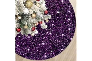 MODFUNS Purple Christmas Tree Skirt 46 Inch Sequin Tree Skirt Glitter Christmas Tree Skirts Large Velvet Tree Carpet Halloween Tree Skirt Vintage Xmas Tree Skirt Blanket ShinyTree Mat for Halloween Holiday
