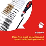Amtech 20pc Wire Brush Set Steel Brass Nylon 1/4" Hex Drive Extension Cleaning view 3