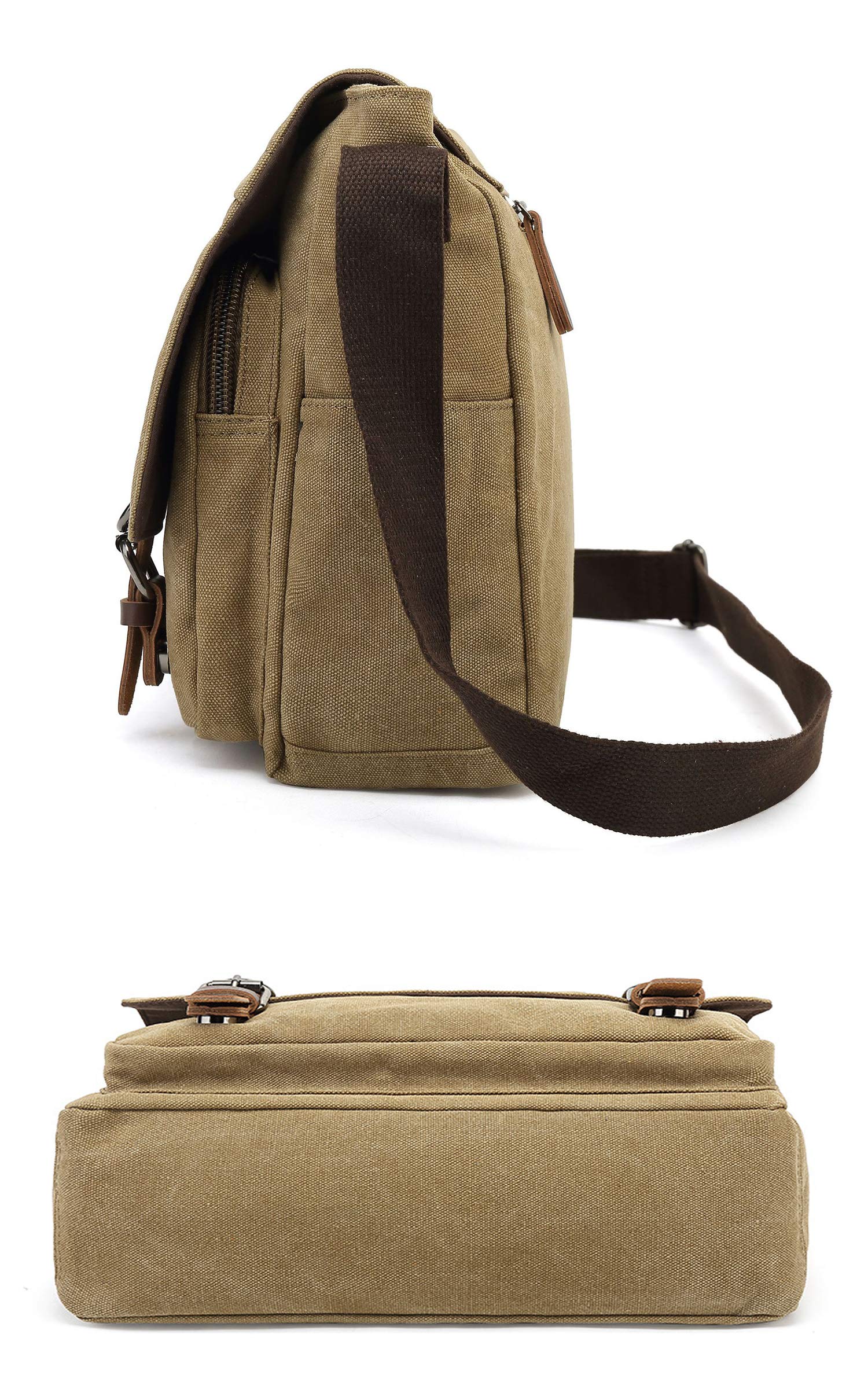 Sechunk Canvas Vintage Messenger Bag Shoulder bag Leather Large Travel Crossbody bags for men women 15inch Laptop