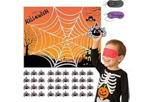Haunt Couture Not-So-Scary Pin the Spider Game for Toddlers - 36 Player Halloween Party Kit for Classroom & Preschool Fun