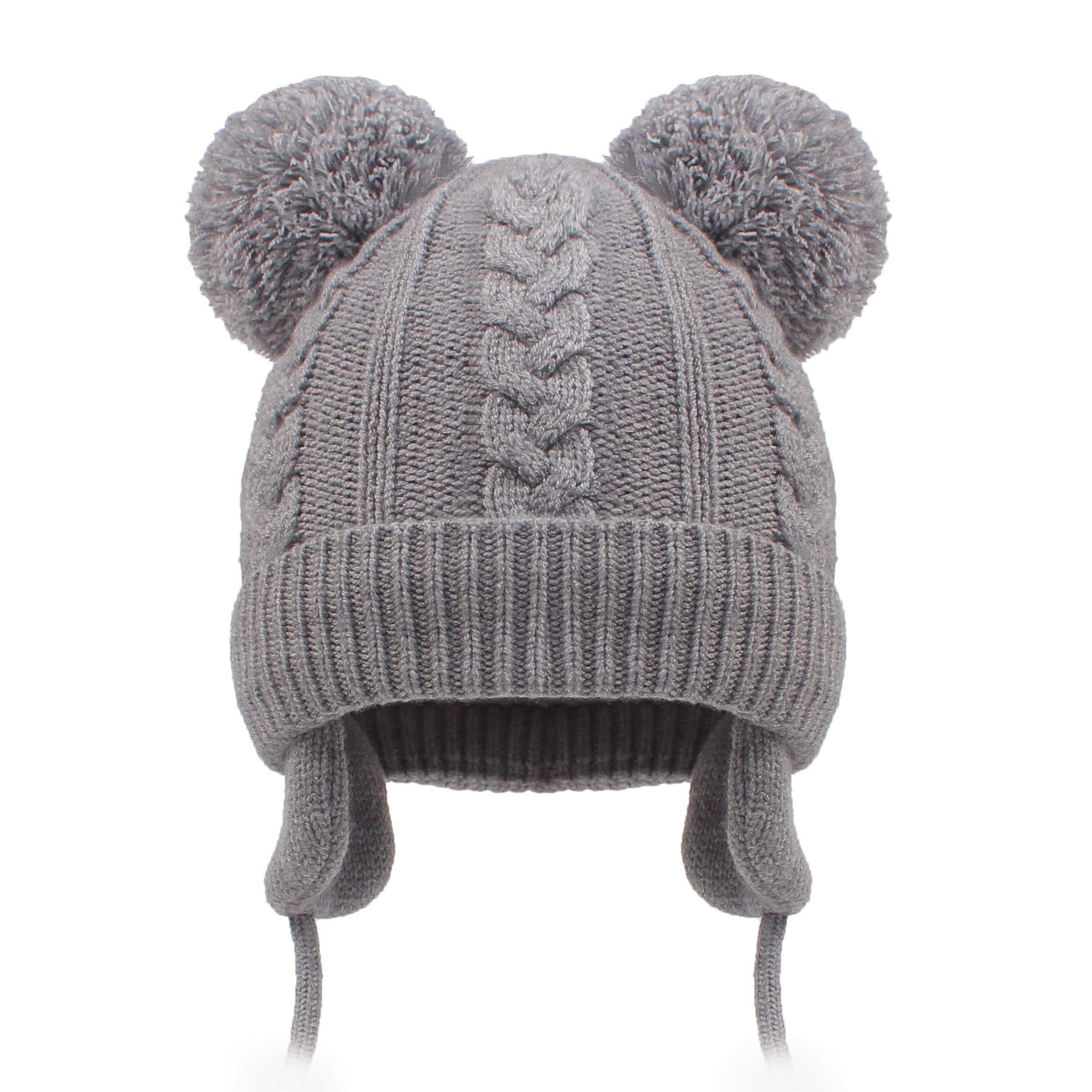 Duoyeree Toddler Winter Hat with Earflap Scarf Hood Thick Warm Kids Skull Cap for Baby Girls Boys