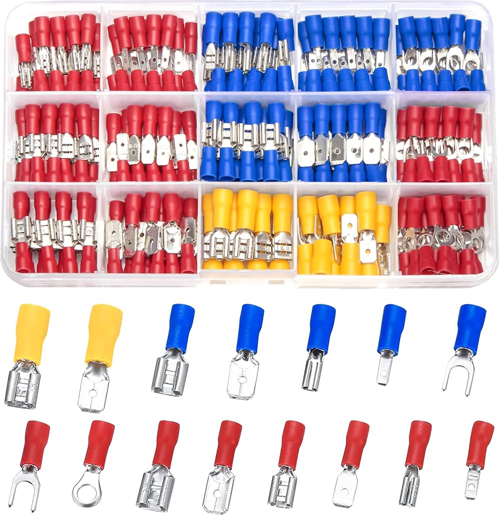 Vwoqiy 280 Pcs Insulated Electrical Connectors Kit - Terminals Spade Ring Fork